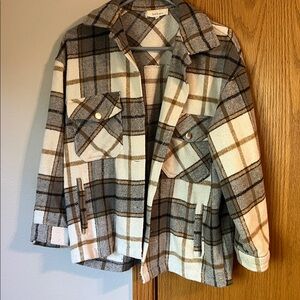 Bohme Plaid Jacket in Cream and Brown